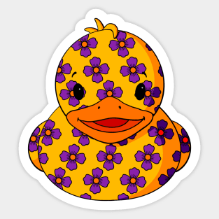 Purple Flower Pattern Rubber Duck Sticker